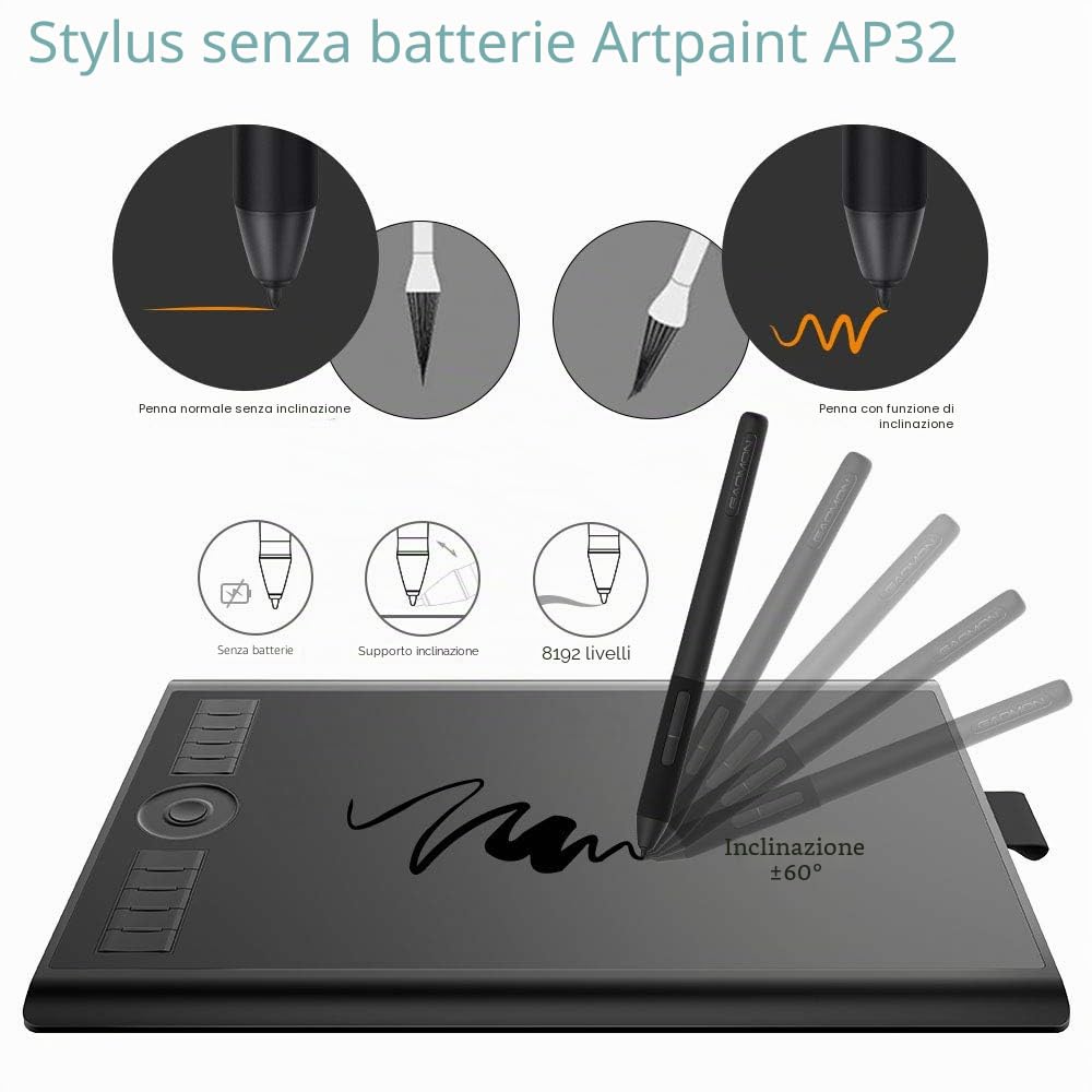GAOMON M10K PRO 10 Pollici Tavoletta Grafica con Stilo AP32, Tavola Grafica per Disegno, Compatibile con Android/Windows/Mac, Adatta per l’Home Office e l’E-Learning