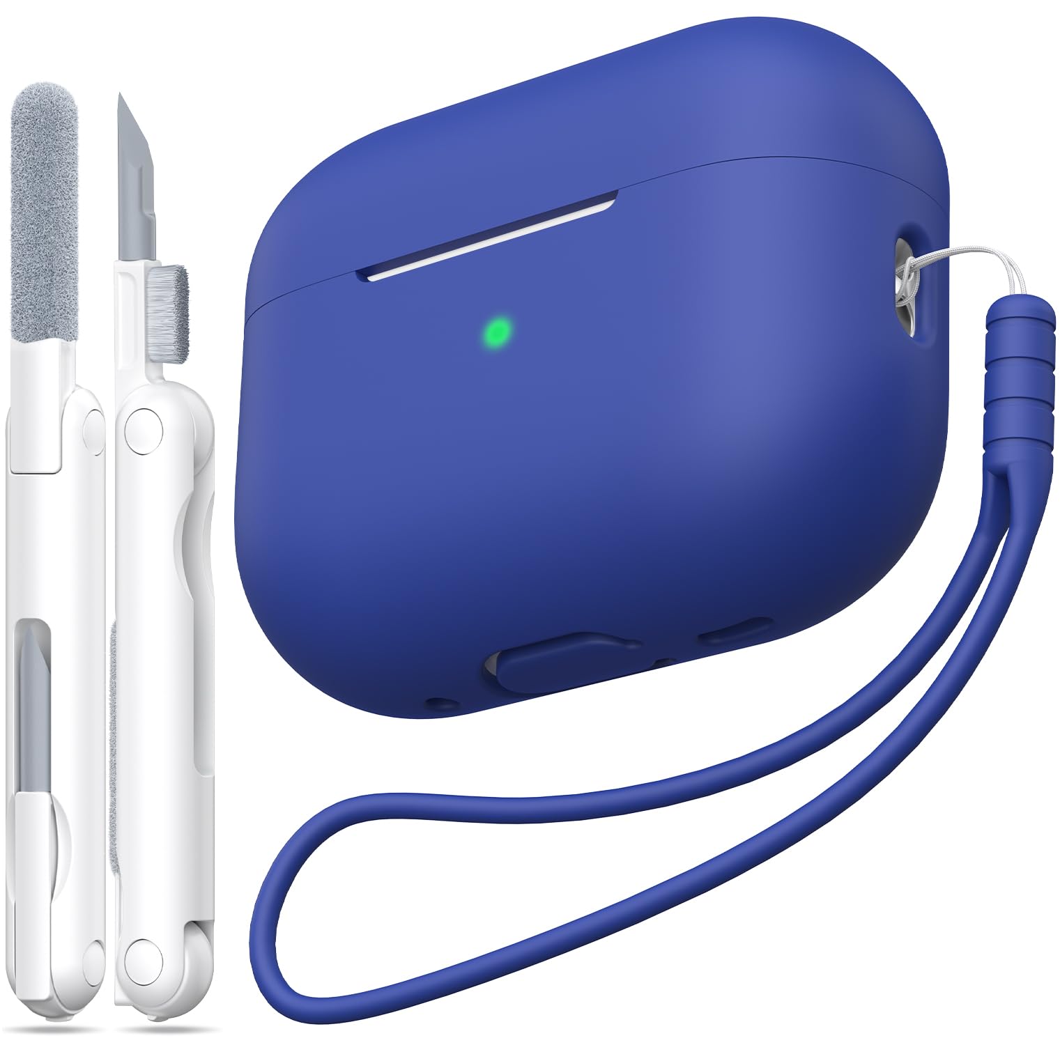 MHYALUDO Funda para AirPods Pro de 2ª generación, Funda para AirPods Pro de Silicona Suave anticaída de Grado Militar Que Absorbe los Golpes, Tacto de Piel con Llavero y Kit de Limpieza,Negro — view 41