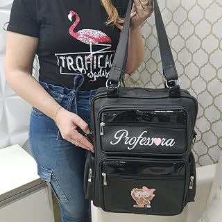 Bolsa Universitária Personalizada Preta Profissão Professora - Coutre Bolsas