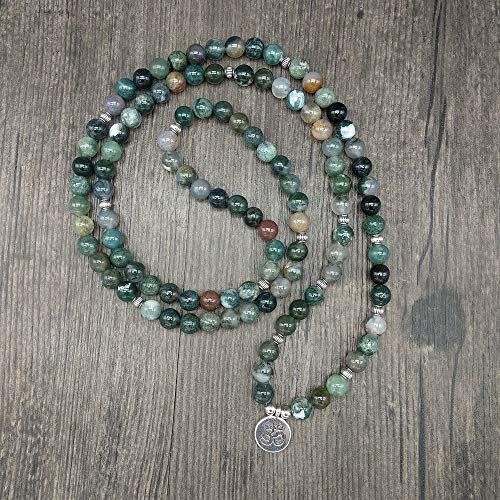 Self-Discovery 108 Natural Indian Agate Mala Beads Bracelet For Yoga Meditation (Om) #TOP2