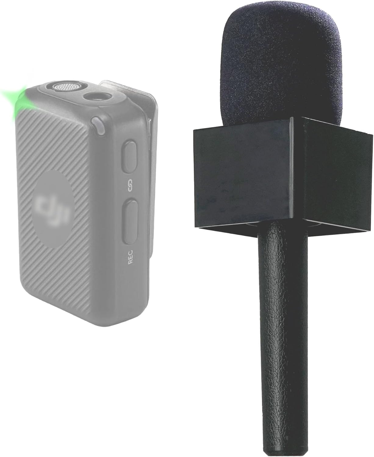1pc - Macrokraft Classic Interview Adapter PRO for DJI Mic & DJI Mic 2 Wireless Microphone | Mic Flag included | Handheld Mount | Videography Audio Accessories
