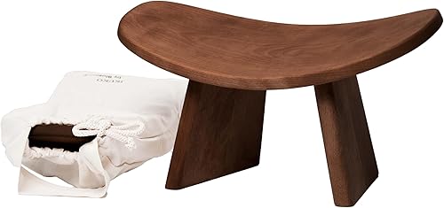 Banco de meditación IKUKO Original, versión portátil con bolsa, asiento ergonómico de madera hecho a mano local, prana yoga, 2 colores, 3 tamaños de