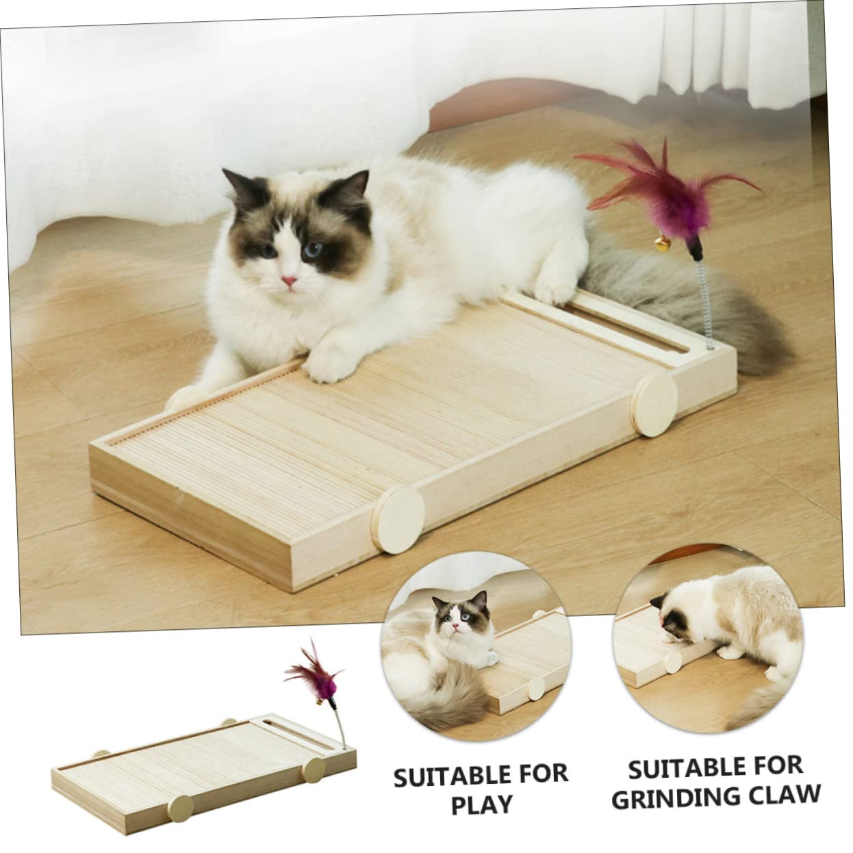 BESPORTBLE Tiragraffi per Gatti in Legno Resistente Multiuso per Proteggere Mobili e Mantenere Attivi i Gatti Accessorio per Giochi e Graffi