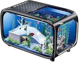 Premium Fish Aquarium Tank with Lid, LED Light & Filter | Modern Rectangle Fish Tank for Home & Office | Stylish Mini Aquarium for Betta, Goldfish, Guppies Size 40 cm 22.7 cm 25.5cm