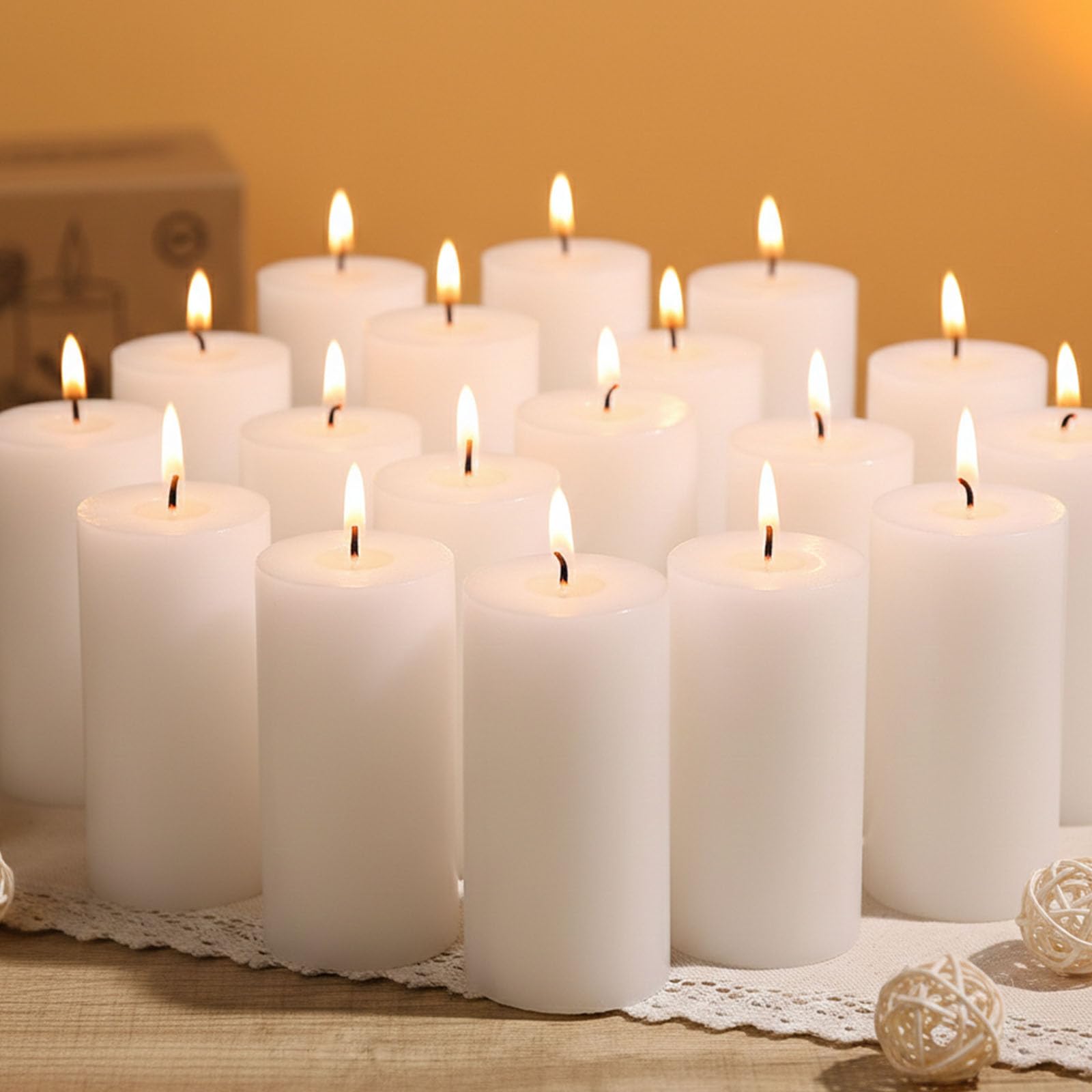Unscented White Pillar Candles - 20 Pack, 2x4in Table Candles, Long Burning up to 30 Hours, Premium Paraffin with Cotton Wick for Church, Home, Wedding, Party Decoration