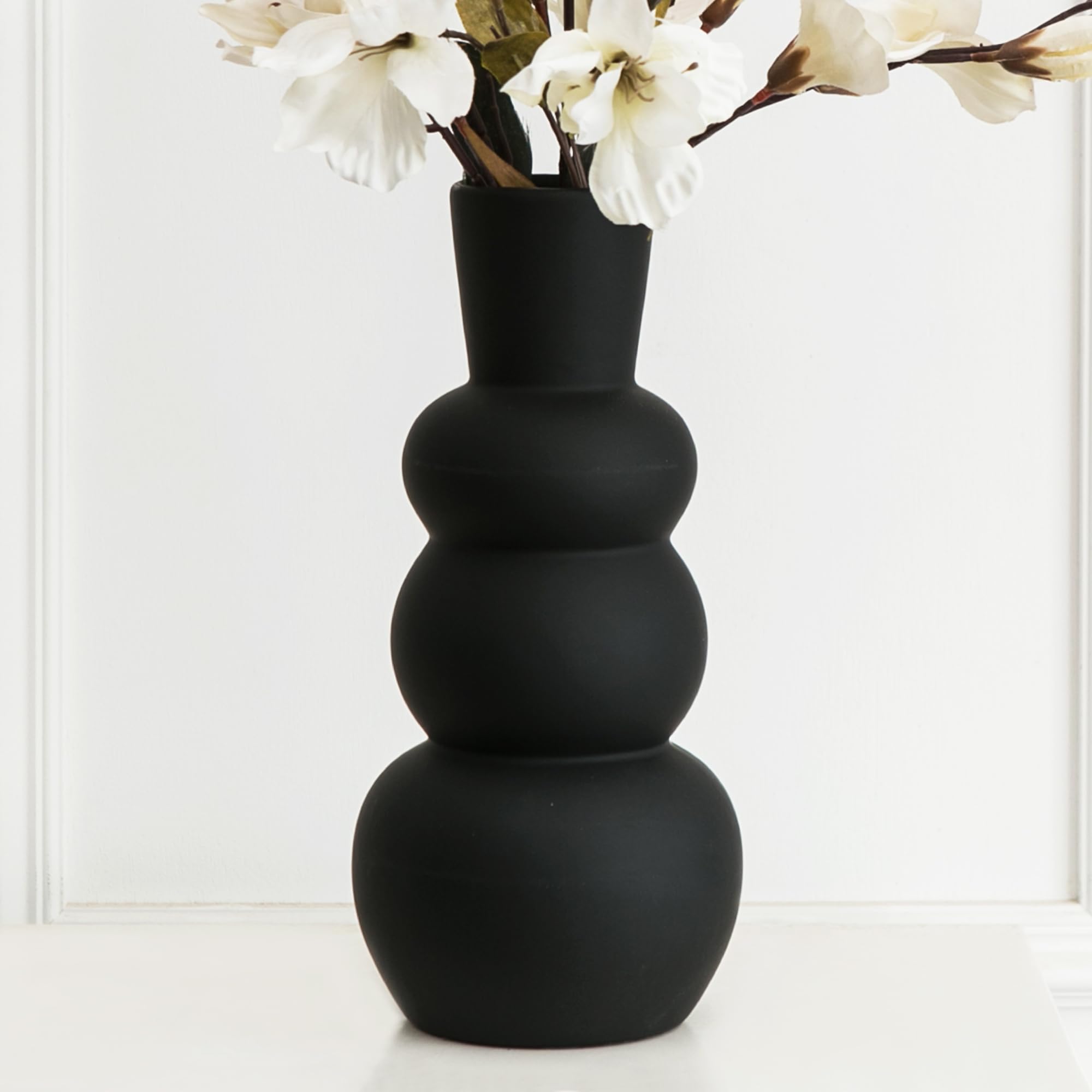 Amazon.com: Tenforie Black Vase, Modern Ceramic Vase, Black Matte