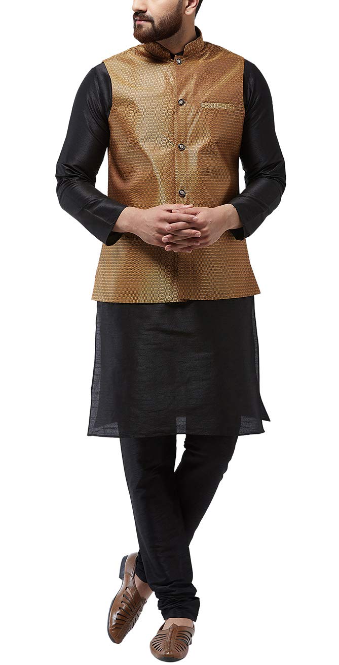 sojanya (Since 1958 Men's Silk Blend Kurta Pyjama & Nehrujacket Combo-picture-30