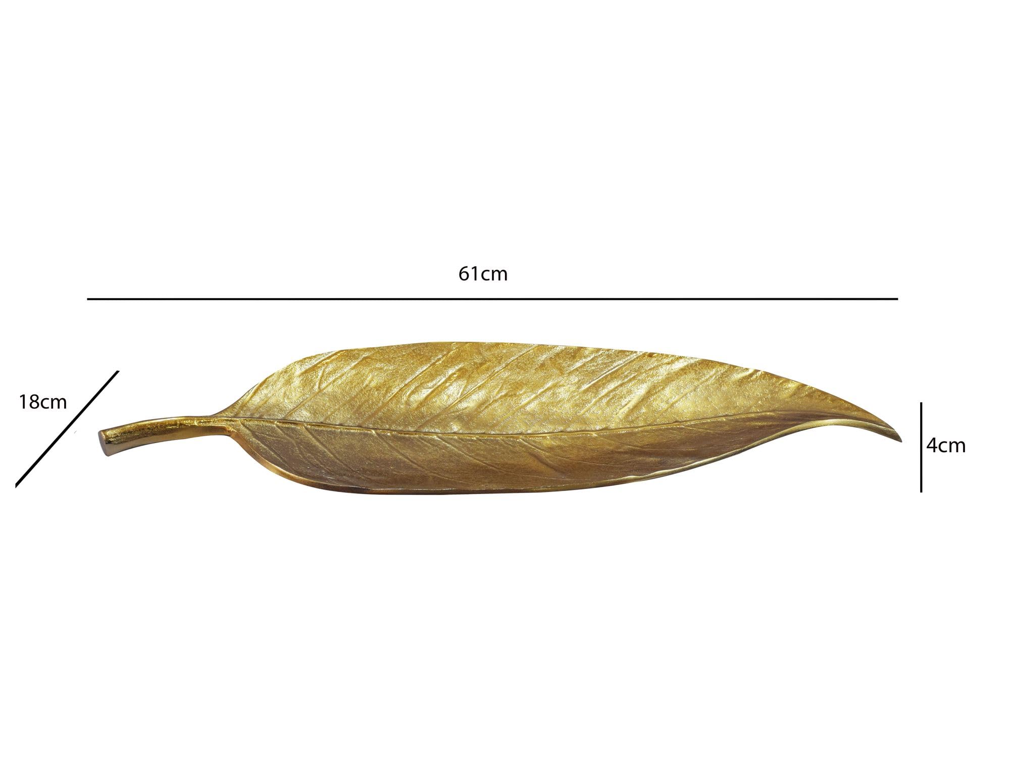 WOHNLING Misa Dekoracyjny Kształt Liścia 61x18x4 cm Aluminium Złota Wąska