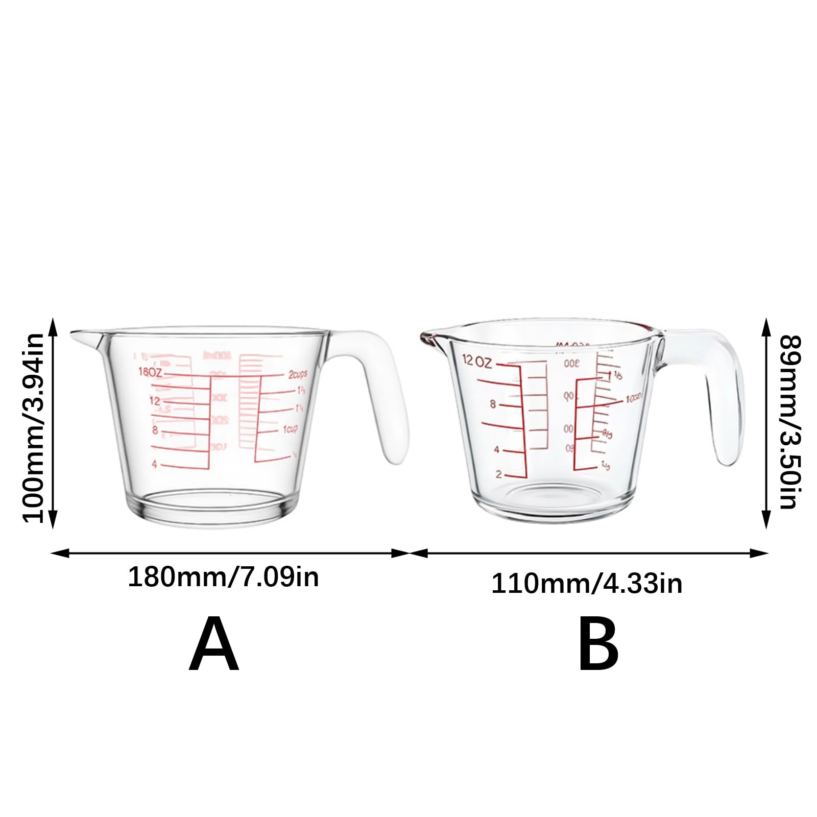 3 Glas Messbecher, perfekt Backen von Milch und Mischen, hitzebeständiges Küchen Kochgerät, Glas Messbecher Set