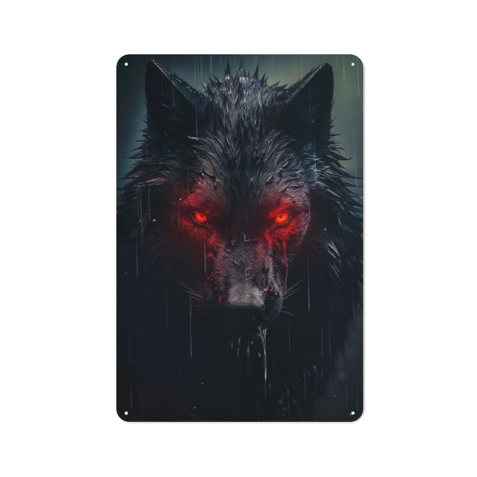 Junmoney Shadow Wolf Retro Tin Wall Plaque 30X20cm For Dining Room Or Kitchen, For Home Decor Collectors