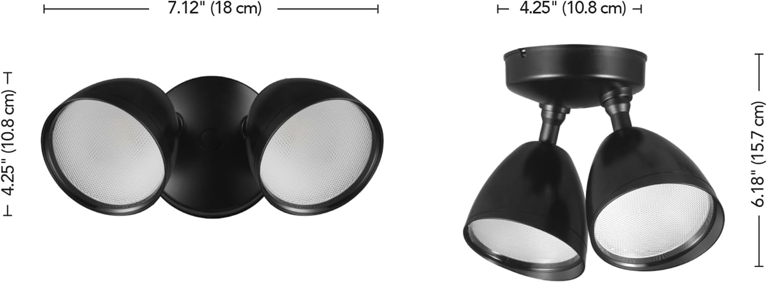 Globe Electric 17000186 20W Twin Head Black 1600 Lumens Wall Switch Activated Hardwired Outdoor Integrated LED Flood Light Security Light, Outside House Lights