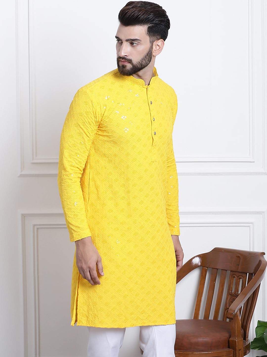 Sojanya (Since 1958 Men'S Pure Cotton Sequence Only Long Kurta