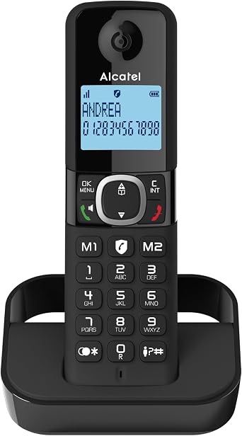 ALCATEL F860 - DECT Cordless Phone - Large Backlit Display - Handsfree - Call Barring - 2 Direct Memory Keys - Black
