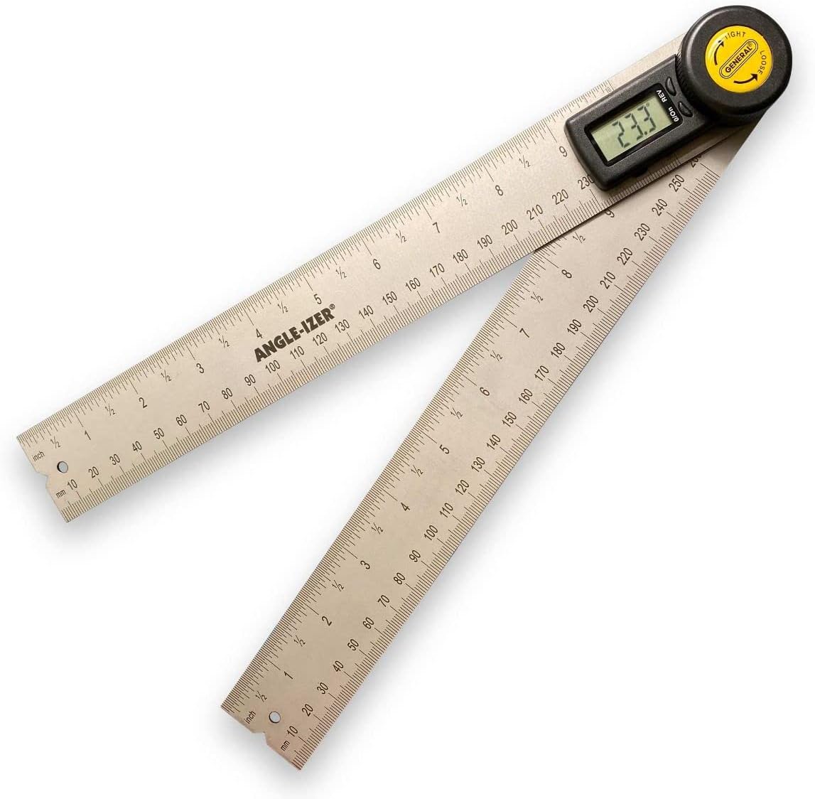 General Tools Digital Angle Finder Ruler #823 - 10" H - Stainless Steel Measurement Tool - General Digital Angle Ruler - 