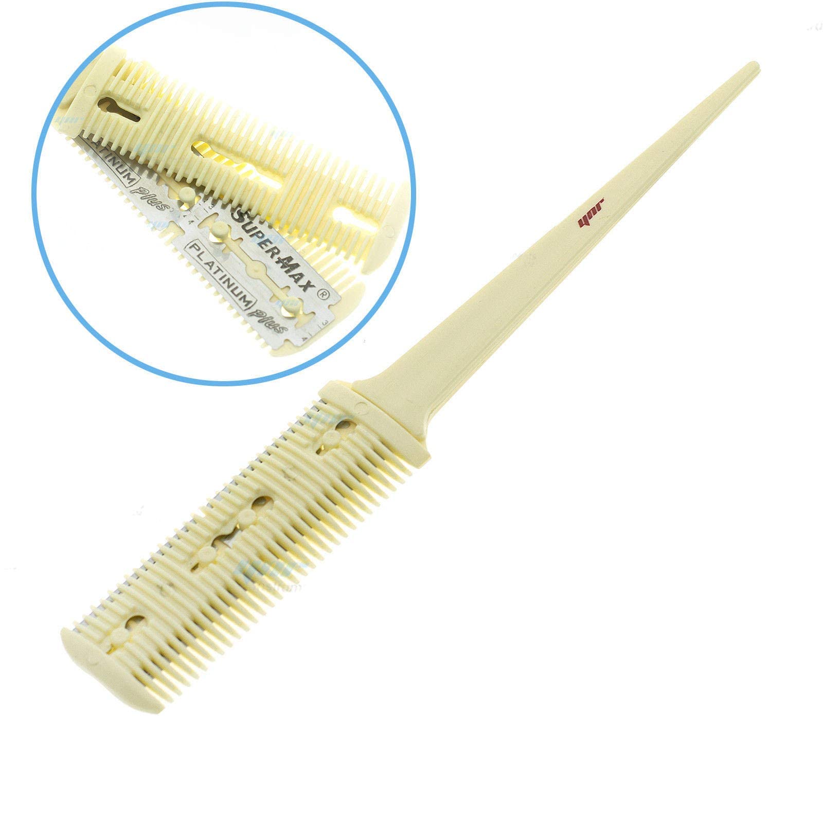 Hair Cutting Razor Comb - Double Sides Thinning Comb for Haircuts - Professional Hair Cutting Tool (Beige)