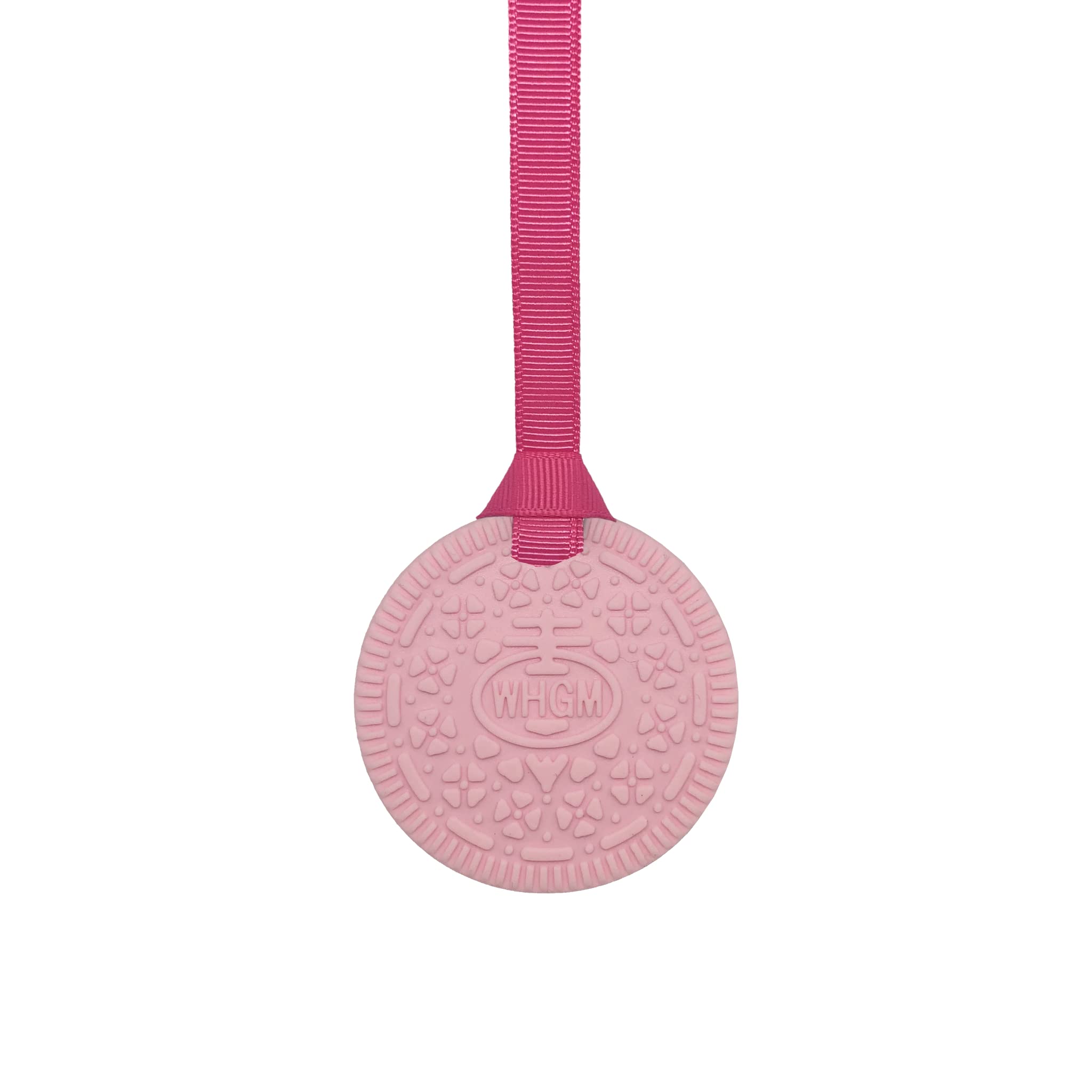 Sensory Oojamabobs - Biscuit Pendant chew Necklace - Autism - Light Pink & White with Lanyard (8 Designs Available!) (54cm, Plain Pink)