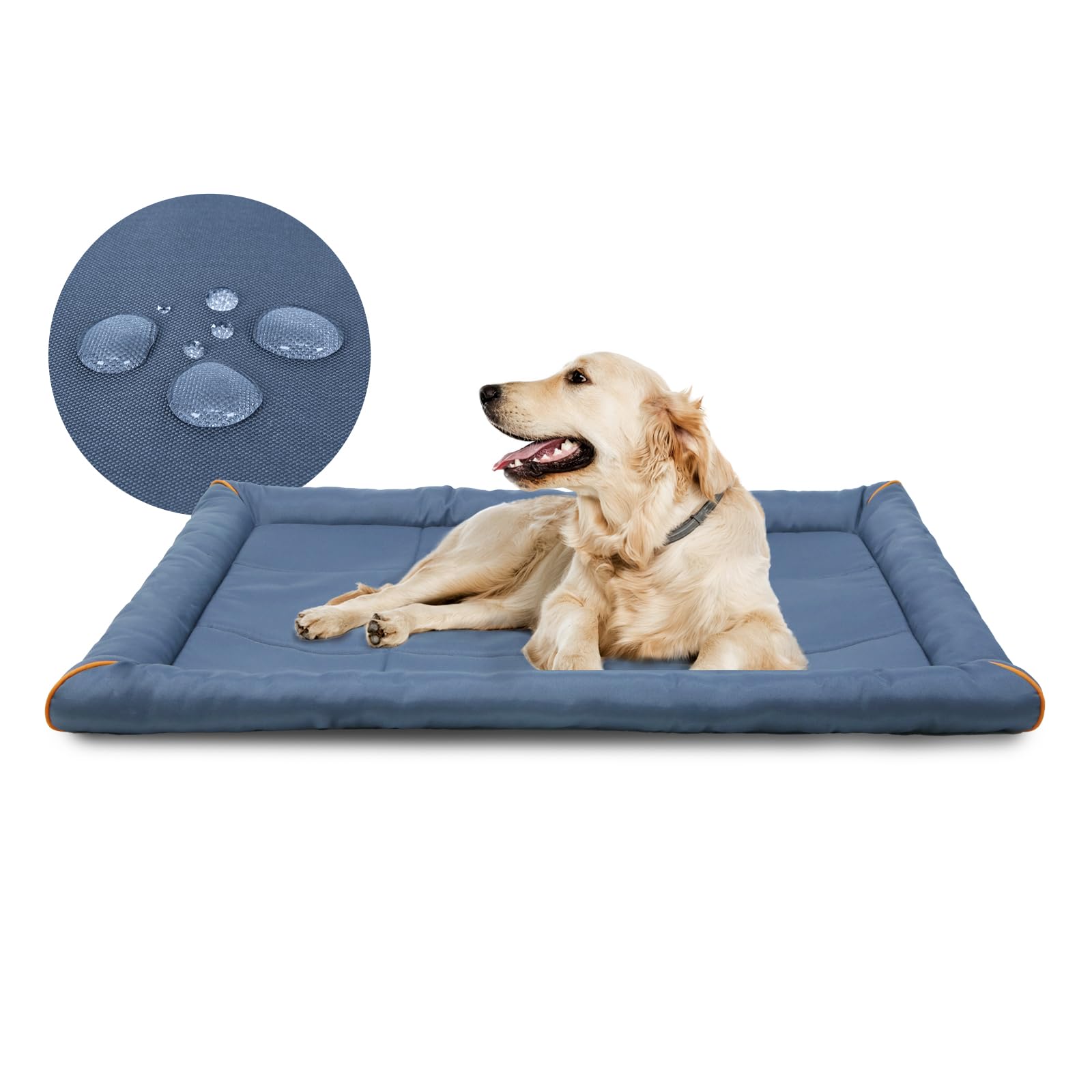 Miguel Lit Imperméable pour Chien d'Extérieur pour Cage en Métal Oxford Chien Tapis pour Animaux en Résistant à l'eau Durable Chiot Lit Facile à Nettoyer pour Intérieurs Extérieurs 107cm/42in Bleu