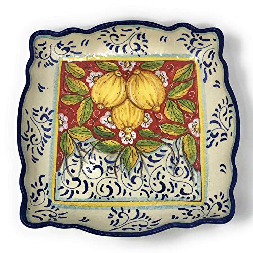 Ceramiche D'arte Parrini - Italian Ceramic Art Pottery Serving Bowl Small Centerpieces Hand Painted Decorative Lemons Made In Italy Tuscan #TOP8