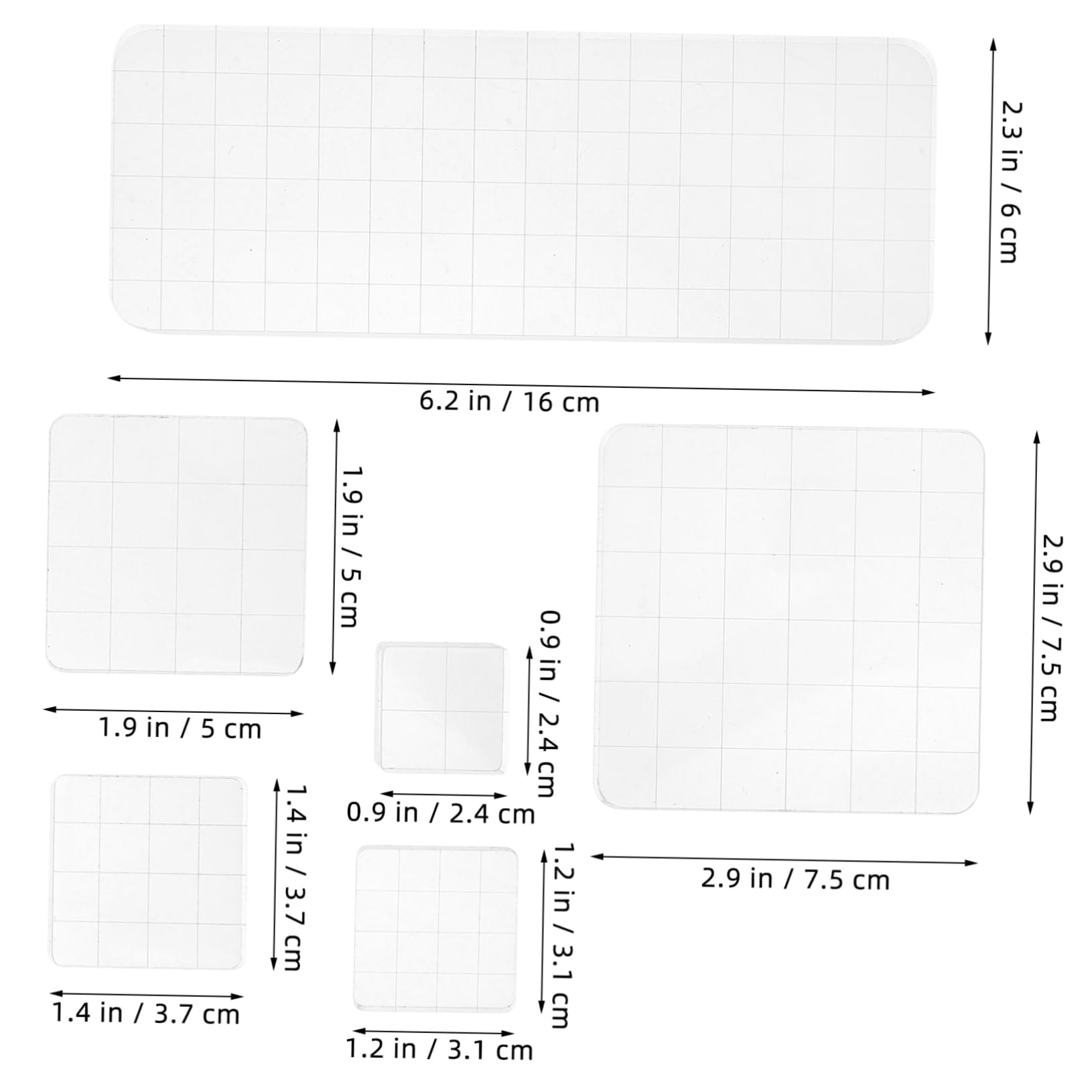 ARTIBETTER 6pc Acrylic Stamping Blocks Set Grid Lines for DIY Crafts Card Making Scrapbooking