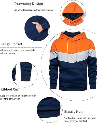 Miniatura 3 de Sudadera con manga larga estilo raglán en contraste, con forro polar, con capucha y bolsillo tipo canguro, para hombre