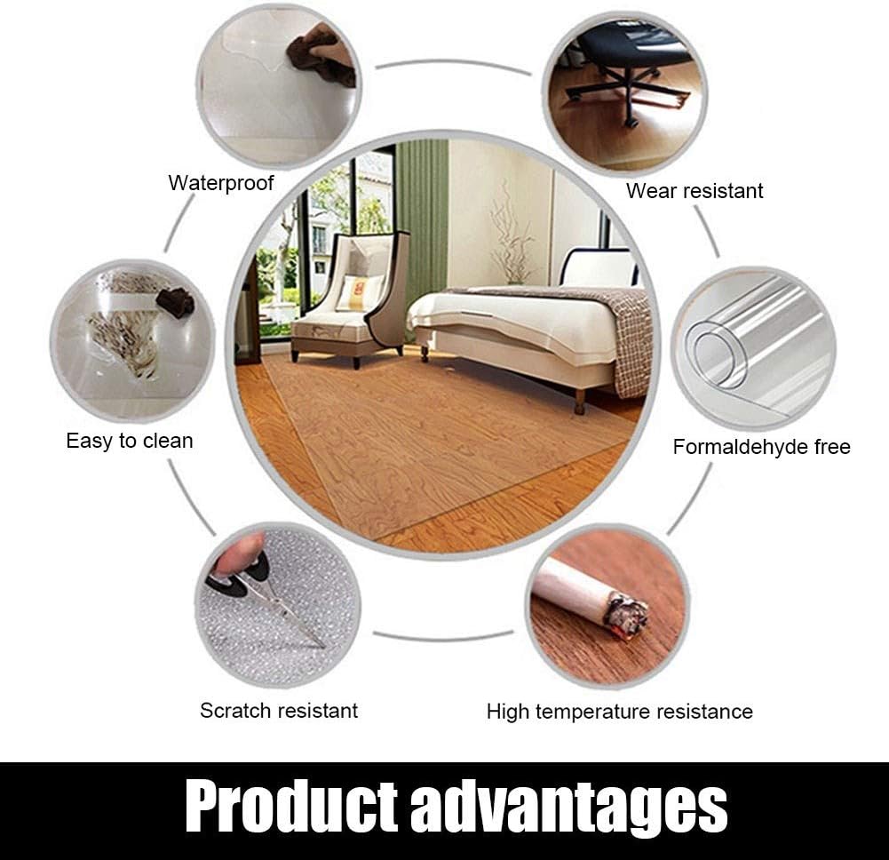 HYCH-Chair Mat For Hard Floors Wear Resistant PVC Transparent Floor/carpet Protective Film Living Room Kitchen Anti-scaldingNon-slip,2mm,85x135cm