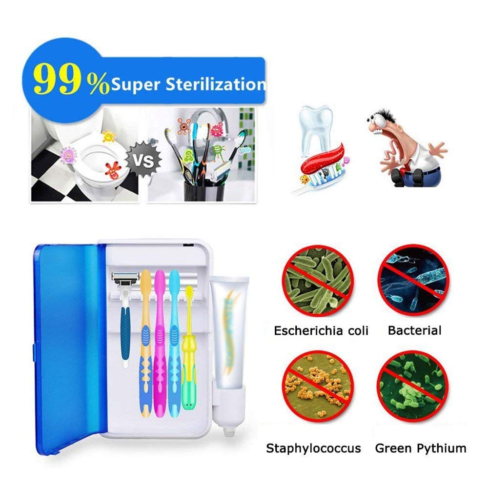 Stérilisateurs de Brosse a Dents, Boîte de Désinfectant UV, Soins Dentaires de Santé, Étui de Rangement Mural pour Brosse a Dents avec Support de Dentifrice
