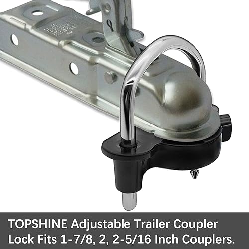 Miniatura 5 de TOPSHINE Bloqueo de enganche para remolque, acoplador universal de remolque de bola, bloqueo de seguridad, antirrobo, se adapta a acopladores de