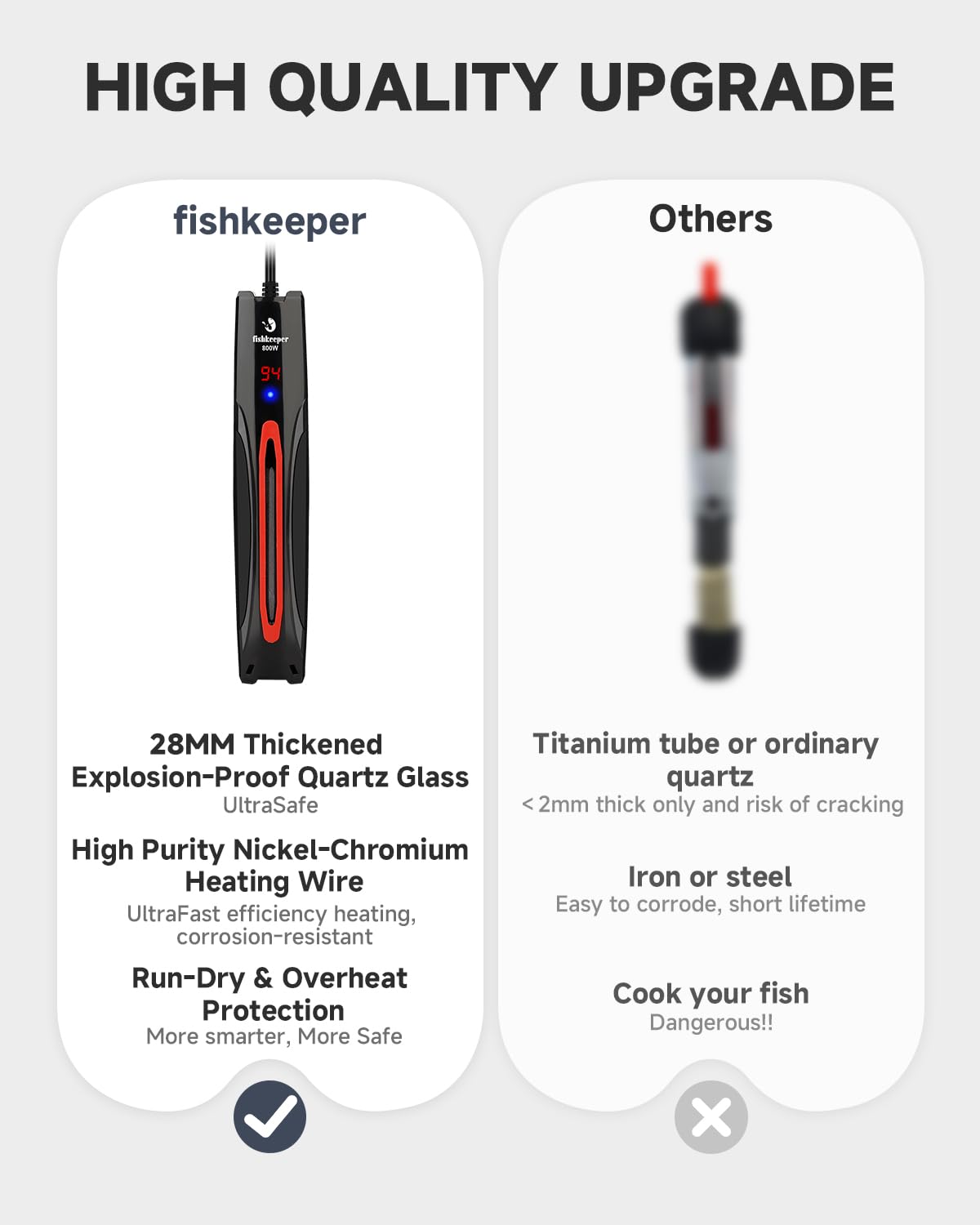 fishkeeper Chauffage submersible intelligent pour aquarium 800 W
