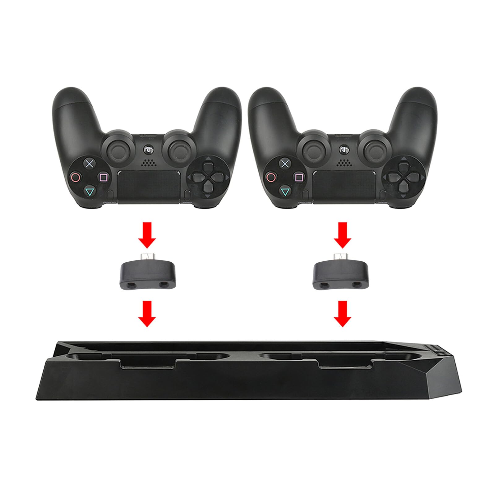 Supporto Verticale con Ventola Raffreddante per Console Pro Stazione di Ricarica Doppia per Controller e USB Hub Multifunzionale Base Salvaspazio Nera