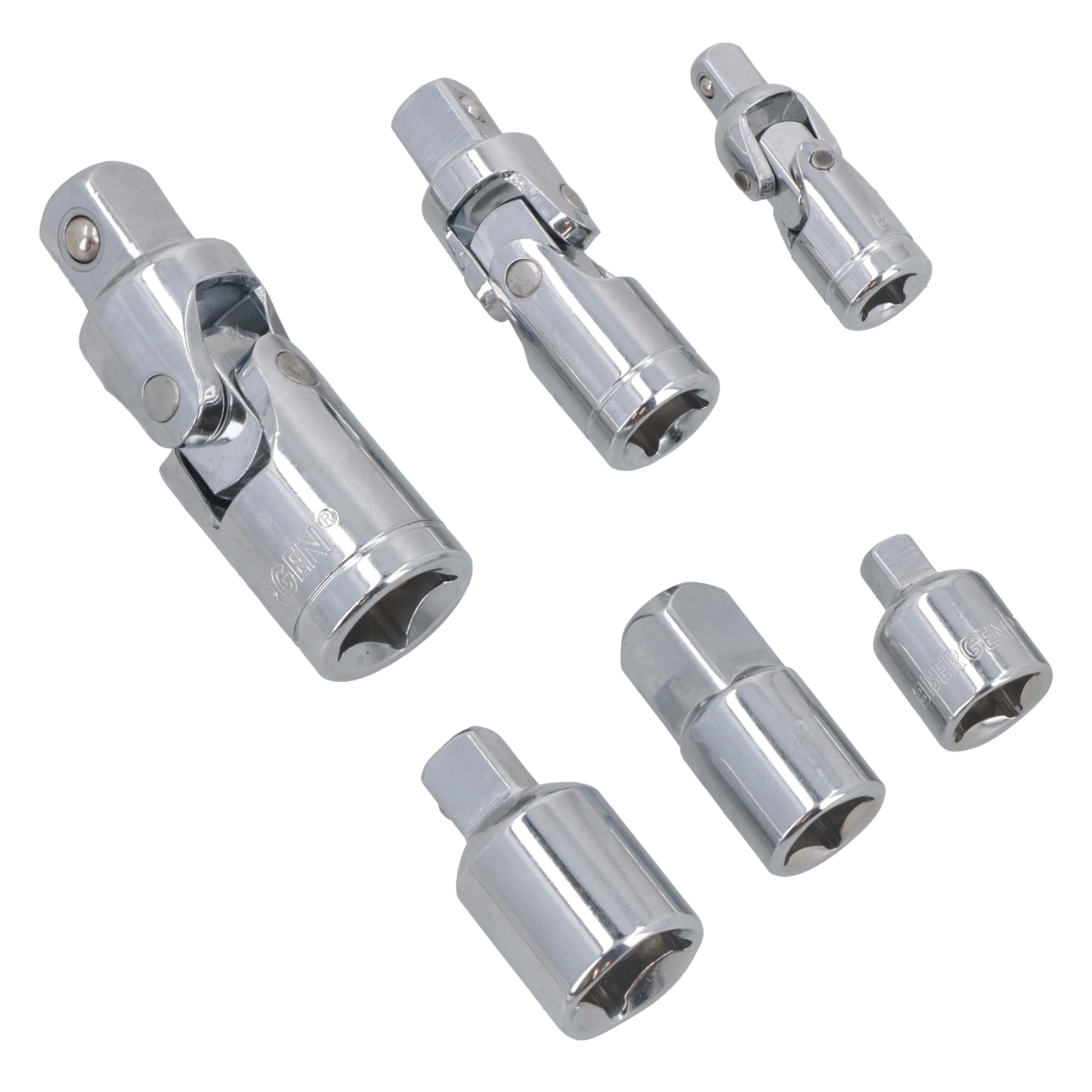 AB Tools Socket Adaptor Adapter Step Up Reducer and Universal Joints UJ's 7pc by Bergen