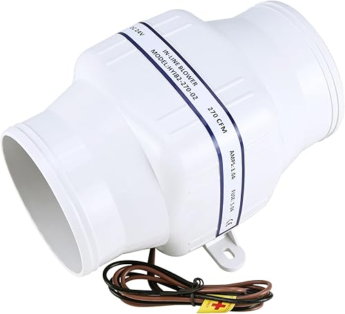 Miniatura 6 de NovelBee Marine - Ventilador eléctrico de 24 V de 4 pulgadas en línea, ventilador de escape en línea de 270 CFM para barco