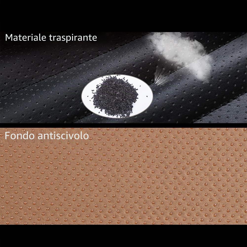 Coprisedili Universale Auto Pelle per Sedile Anteriori Senza Schienale, Super Traspirante Carbone di bambù, 20.8 x 20.1" (2 Pezzi, Nero)
