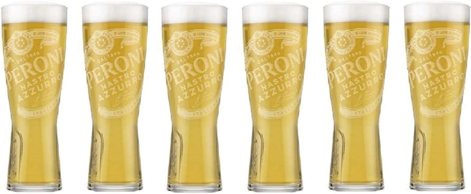 Set of 6 Peroni Nastro 0.4 Liter Glasses