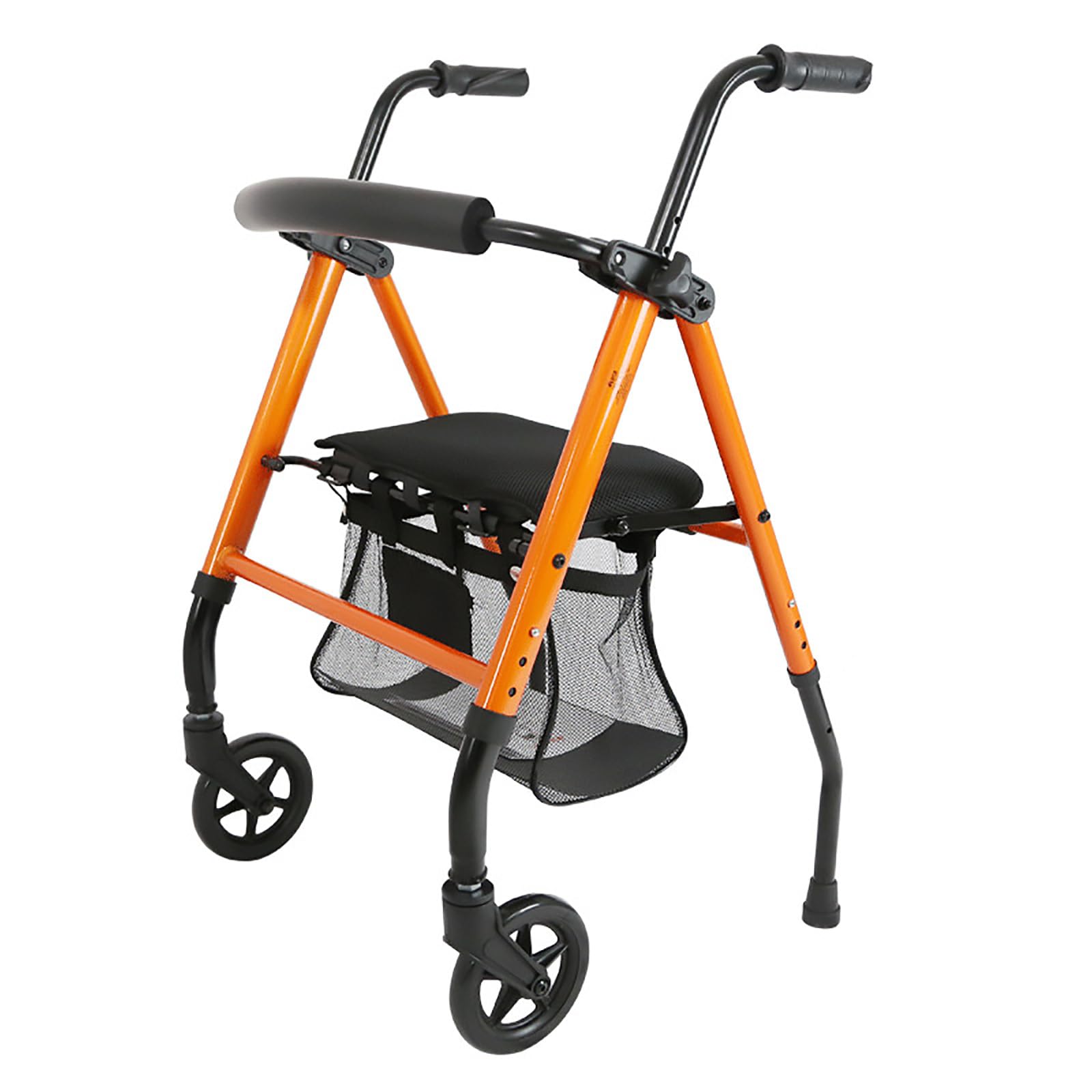 Składane Rolki dla Seniorów, z Siedziskiem i Etui Przechowywania, Walking Frame z 6" Uniwersalnym Przednim Kołem, Pomoc w Poruszaniu Się dla Pacjentów w Podeszłym Wieku