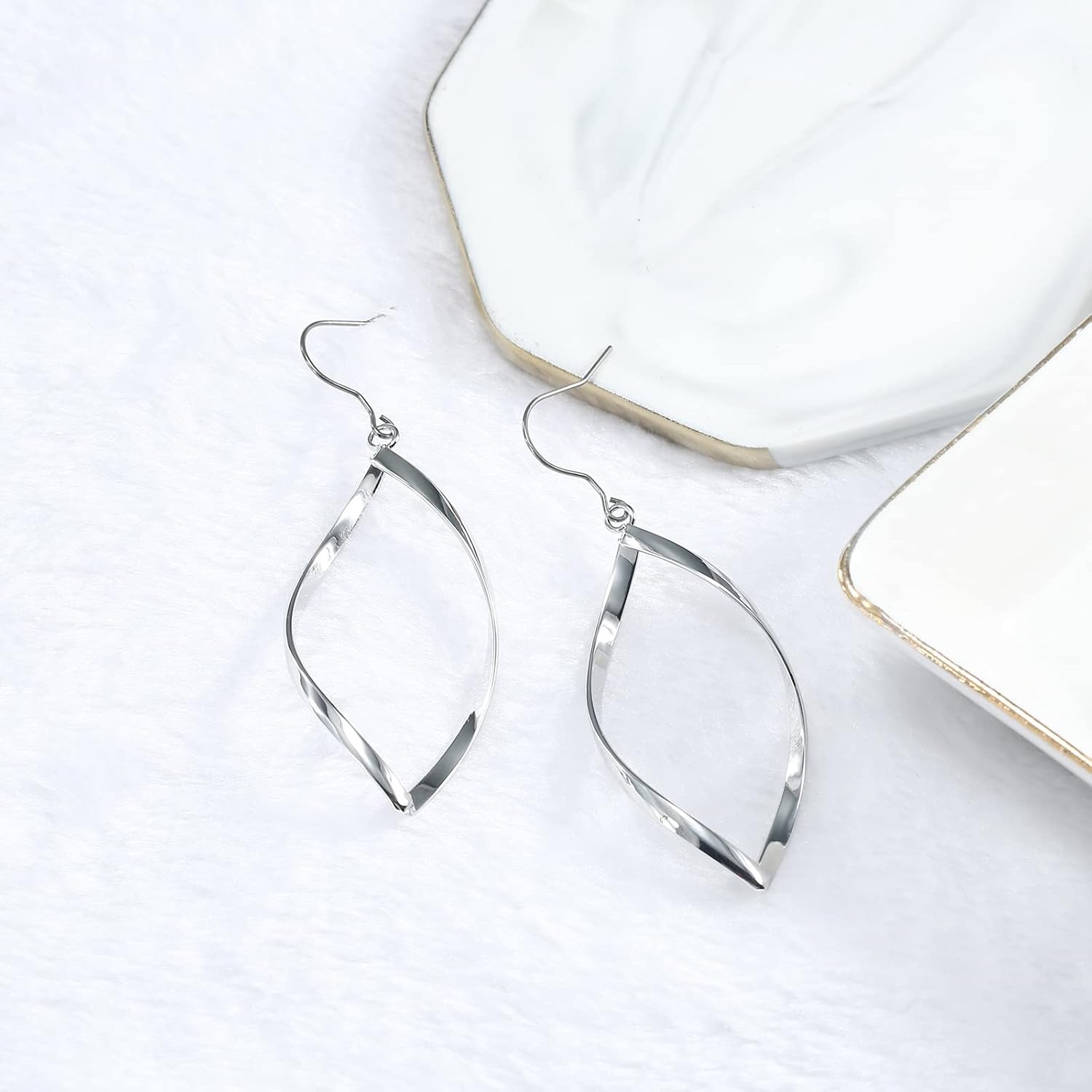 TGNEL Titanium Earrings Openwork/Infinity/Twist Dangle Drop Earrings for Women, Pure Titanium Earring Hooks Hypoallergenic for Sensitive Ears - Image 6