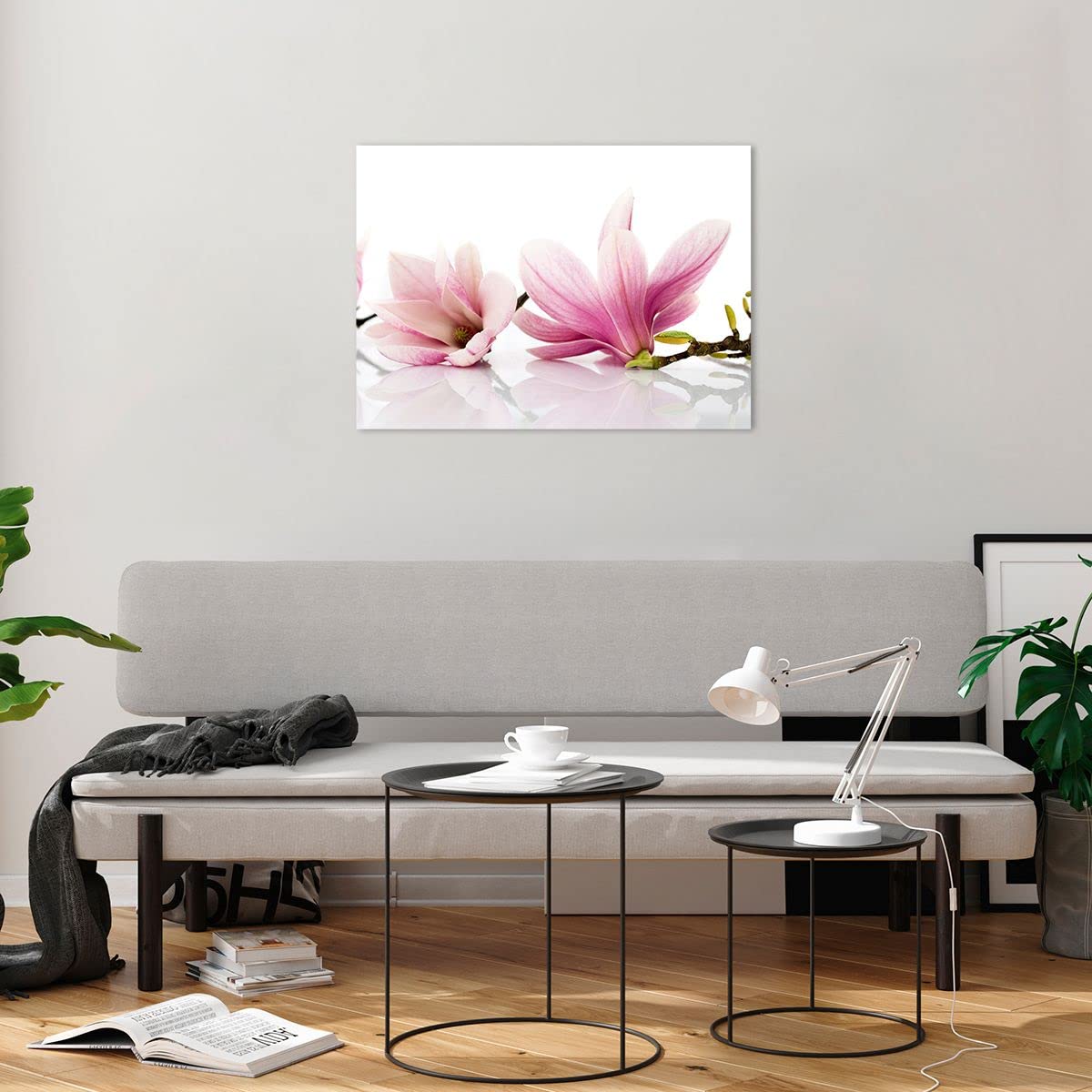 Cuadro sobre Vidrio 70x50cm Moderno Horizontal Botánica Flores - 2641