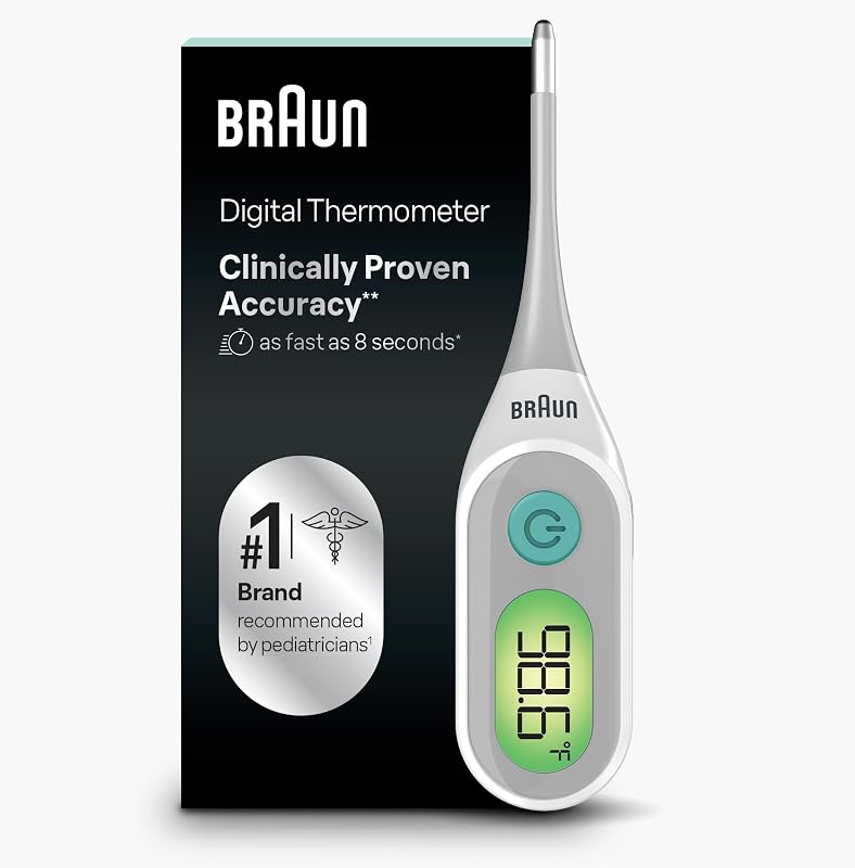 Termómetro digital para adultos, bebés, niños pequeños y niños | Clínicamente preciso, guía de fiebre codificada por colores, uso oral, rectal o axilar, marca número uno recomendada por pediatras