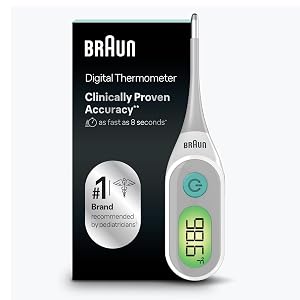 Braun Digital Thermometer Clinically Accurate Color Coded Fever Guidance for Baby Toddlers Kids Adults Oral Rectal or Underarm