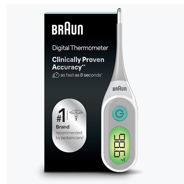Braun Digital Thermometer Clinically Accurate Color Coded Fever Guidance for Baby Toddlers Kids Adults Oral Rectal or Underarm