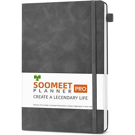 Thick Classic Notebook with Pen Loop, Lined Journal Notebook, Hard Cover, 200 Pages, 8.4 x 5.7 in, Grey