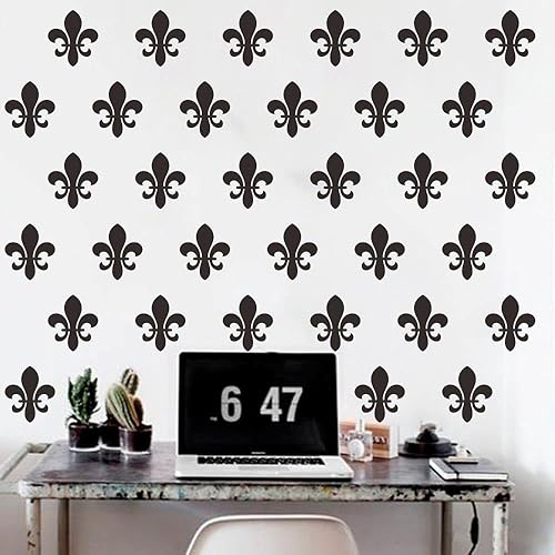Miniatura 3 de ANFRJJI 36 pegatinas de pared de lirio de flores de estilo francés con diseño de arte de vinilo de 3.4 x 2.9 pulgadas, cada decoración moderna de