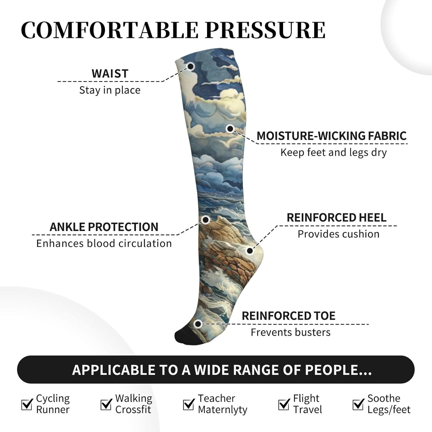 The Seaside Lighthouse Print Compression Running Socks For Men And Women Athletic Socks For Everyday Use Socks