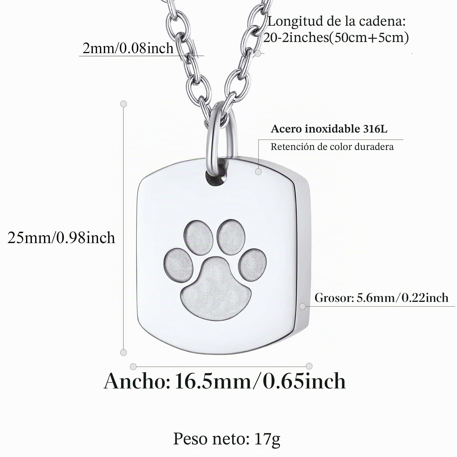 FindChic Collar Colgante para Cenizas de Acero Inoxidable Colgante para Cenizas Humanas Mascota Joyas de Cremación