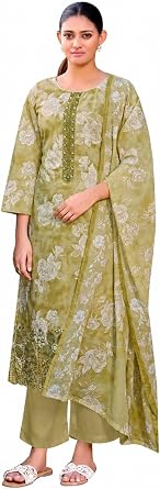 ladyline Womens Printed Embroidered Kurta Palazzo Set Salwar Kameez