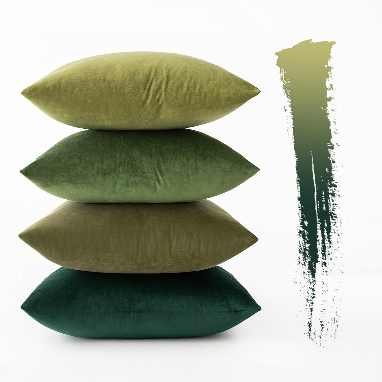 MIULEE Funda de Cojines de Terciopelo 4 Piezas Funda de Almohada Cojin Sofa con Cremallera Invisible Moderna Decorativo para Cama Sala de Estar Dormitorio 40 x 60cm Serie Verde del Bosque