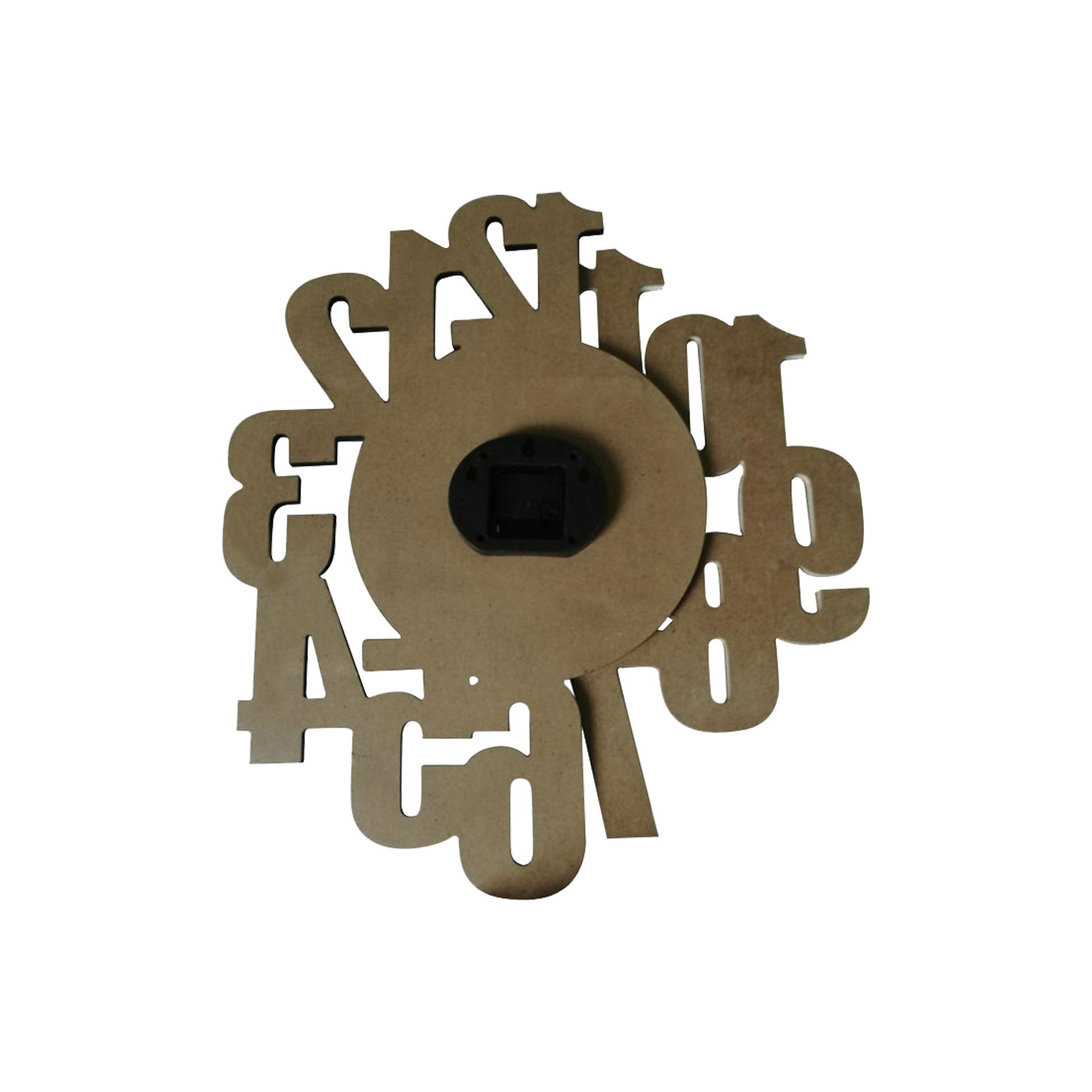 Rebecca Mobili Reloj Moderno, Relojes De Pared, MDF, Negro Marrón, Números Grandes, para Cocina - Medidas: 56,5 x 50 x 4,5 cm (A x AN x FON) - Art. RE6568