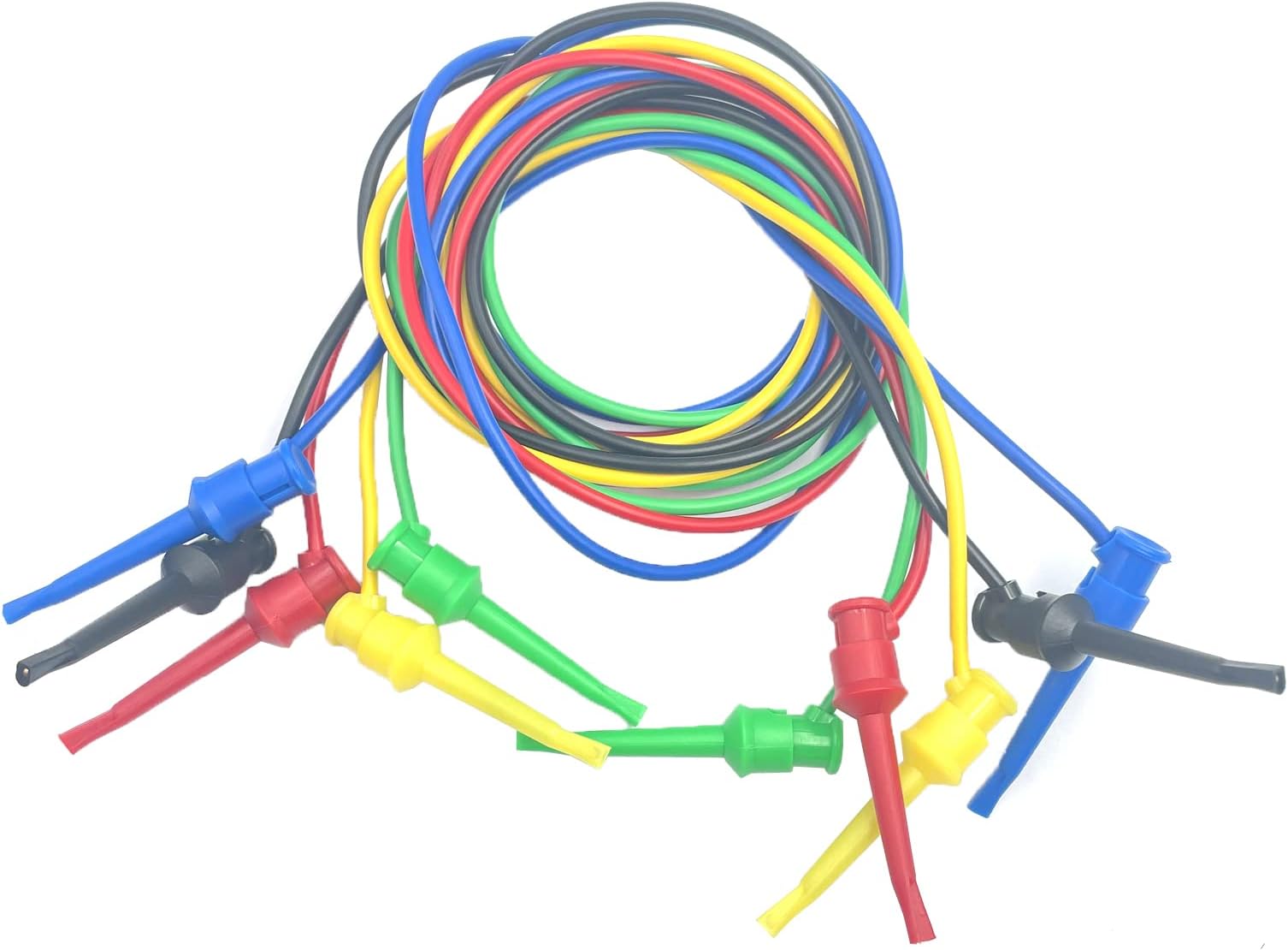 5pcs 5 Colors Silicone Test Leads Minigrabber to Minigrabber Lead Test Hook Clips Test Cables Wires Dual IC Test Cable for Electronic Testing