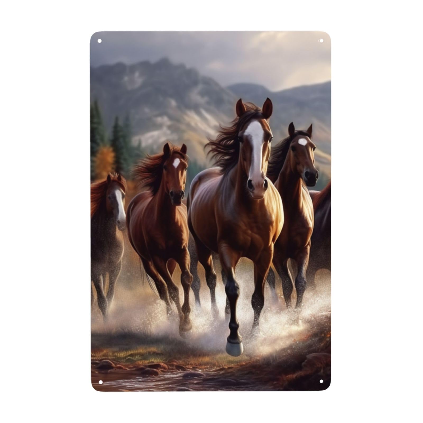 Fodpand White Vintage Tin Signs Metal Retro Wall Art Decor - Wall Hanging Decorative Plaque 8X12 Inch, Horses Metal Signs For Home Yoga Cafes, Funny Metal Poster For Gifts