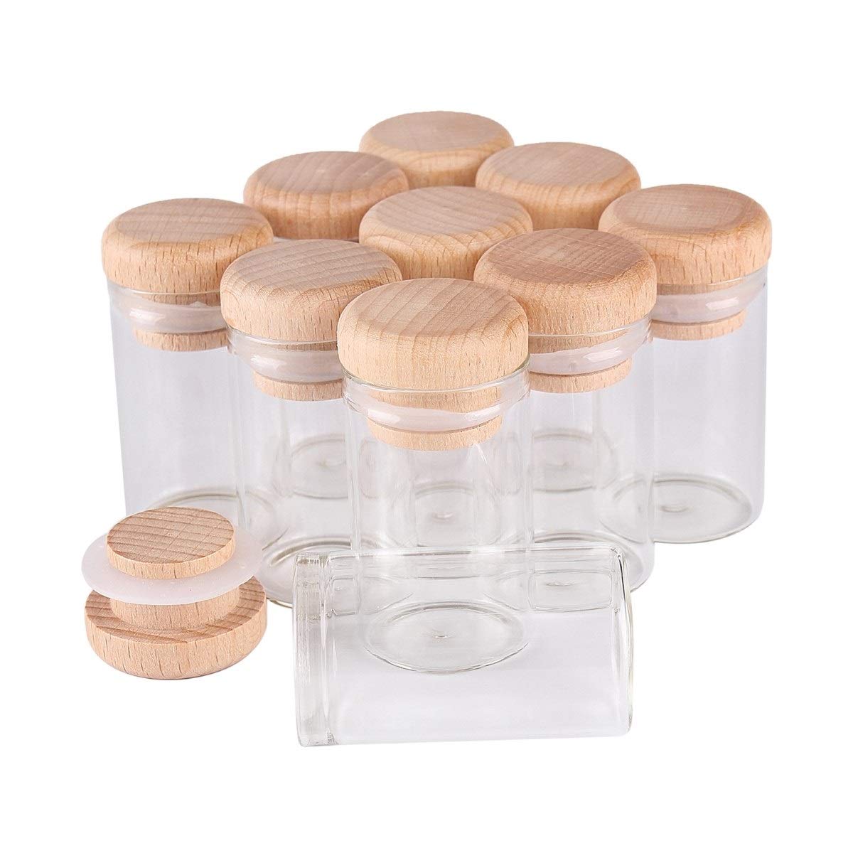 Zxxin-Provetta sperimentale, 24 pezzi Provette 20ml 30 * 50mm, con tappi di legno vasi di vetro, fiale di vetro Wishing Bolttes desiderio bottiglia, for la cerimonia nuziale mette il regalo , Bel rega