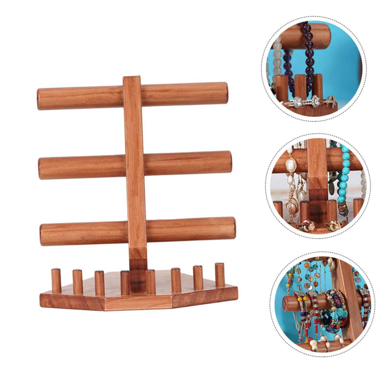 VICASKY Multifunktionaler Schmuckständer aus Holz Vintage Schmuckdisplay für Uhren Armbänder Ringe Elegante Schmuckaufbewahrung und Organizer für Zuhause und Laden